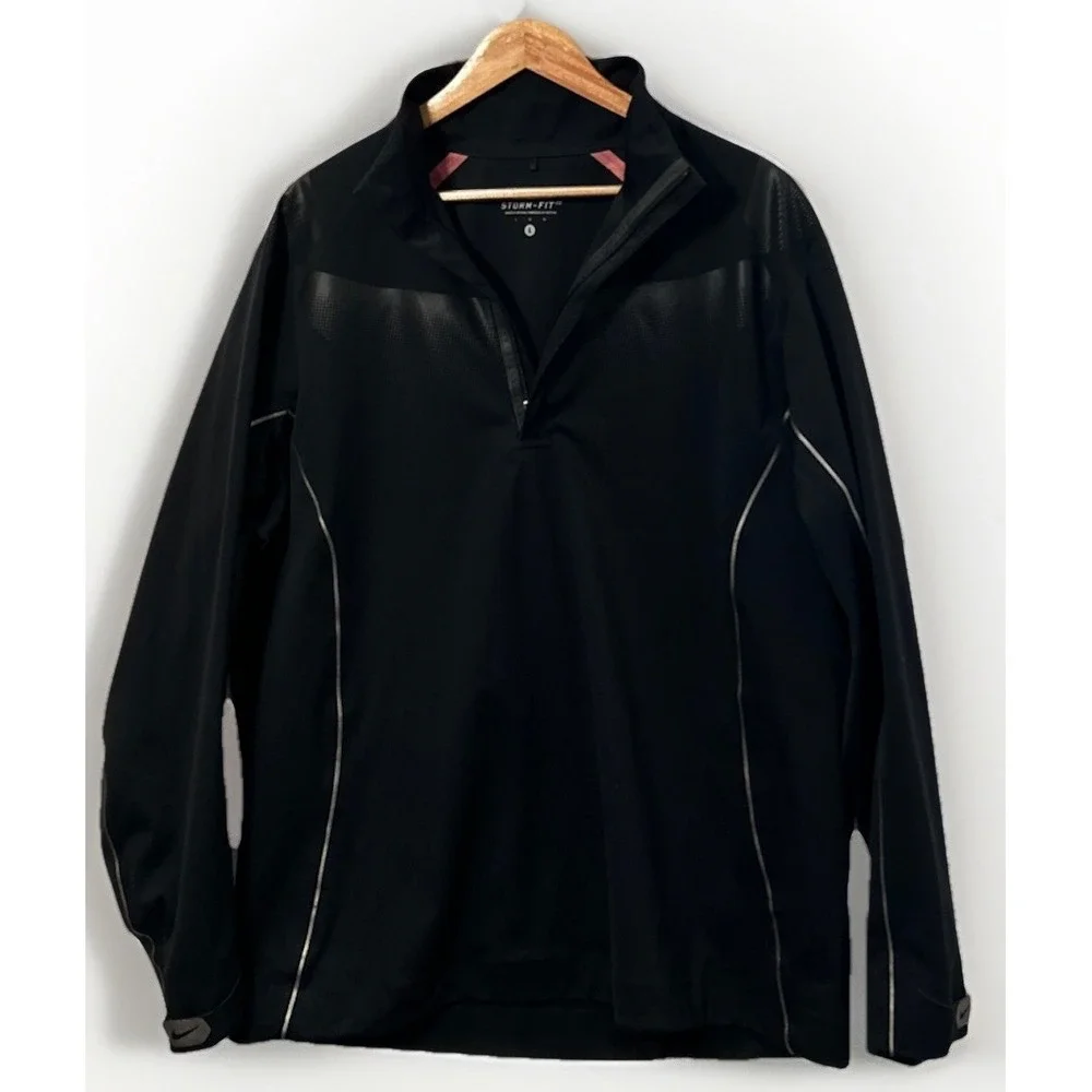 MEN'S RARE NIKE GOLF Storm Fit ELITE 1/2 Zip Pullover JACKET BLACK 333099‎ Large